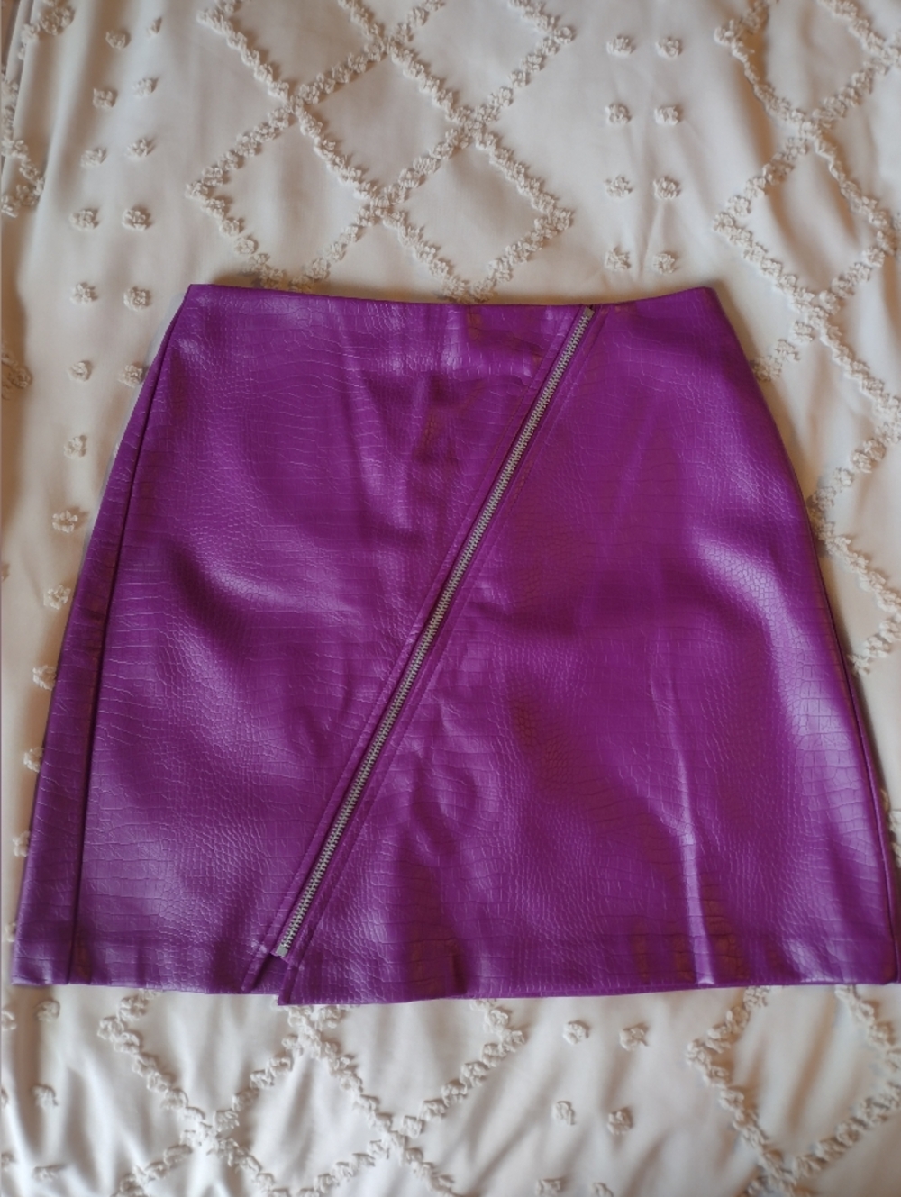 Bar III Vibrant Purple Faux-Leather Zip-Angle Mini Skirt